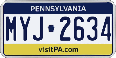 PA license plate MYJ2634