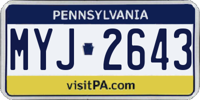 PA license plate MYJ2643
