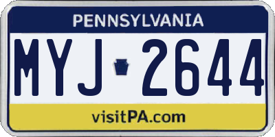 PA license plate MYJ2644