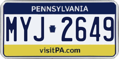 PA license plate MYJ2649