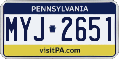PA license plate MYJ2651