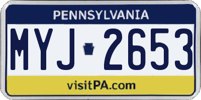 PA license plate MYJ2653