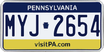 PA license plate MYJ2654