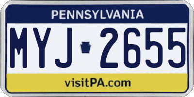 PA license plate MYJ2655