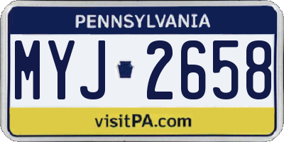 PA license plate MYJ2658