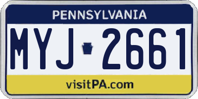 PA license plate MYJ2661