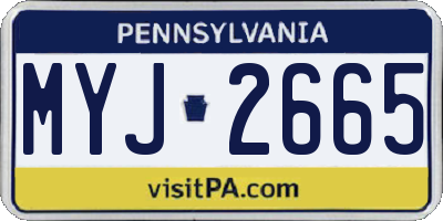 PA license plate MYJ2665
