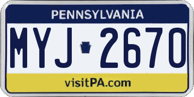 PA license plate MYJ2670
