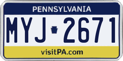 PA license plate MYJ2671