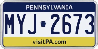 PA license plate MYJ2673