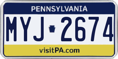 PA license plate MYJ2674