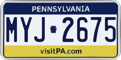 PA license plate MYJ2675