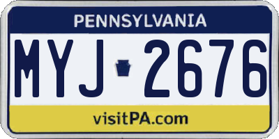 PA license plate MYJ2676