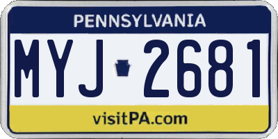 PA license plate MYJ2681