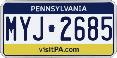 PA license plate MYJ2685