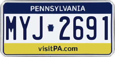 PA license plate MYJ2691