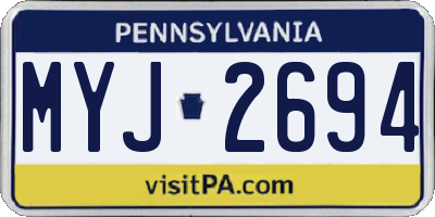 PA license plate MYJ2694