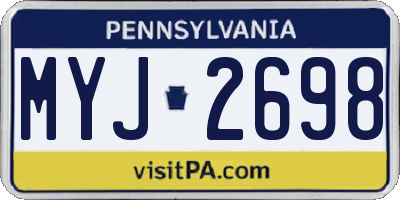 PA license plate MYJ2698