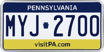 PA license plate MYJ2700