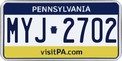 PA license plate MYJ2702