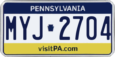 PA license plate MYJ2704