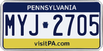 PA license plate MYJ2705