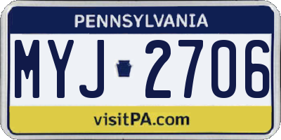 PA license plate MYJ2706