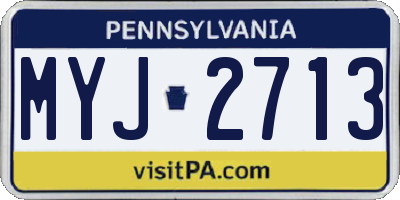 PA license plate MYJ2713
