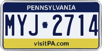 PA license plate MYJ2714