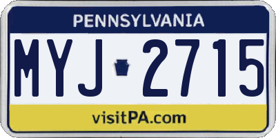 PA license plate MYJ2715