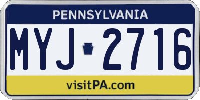 PA license plate MYJ2716