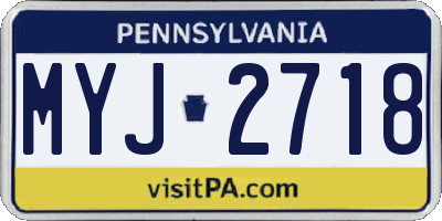PA license plate MYJ2718