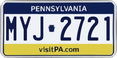 PA license plate MYJ2721