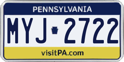 PA license plate MYJ2722
