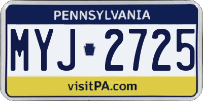 PA license plate MYJ2725