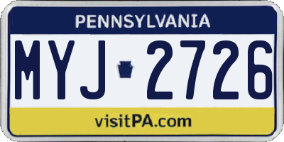 PA license plate MYJ2726