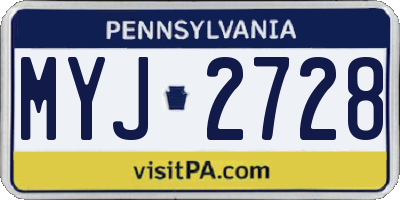 PA license plate MYJ2728