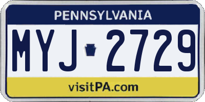 PA license plate MYJ2729