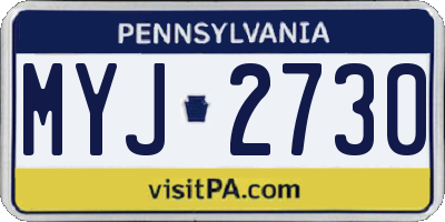 PA license plate MYJ2730