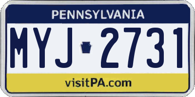 PA license plate MYJ2731