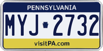 PA license plate MYJ2732