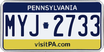 PA license plate MYJ2733