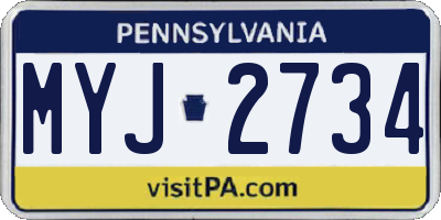 PA license plate MYJ2734