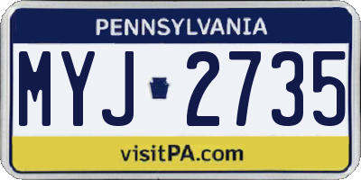 PA license plate MYJ2735