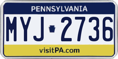PA license plate MYJ2736