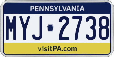 PA license plate MYJ2738