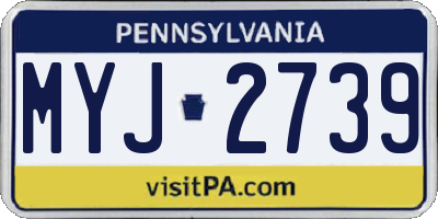 PA license plate MYJ2739