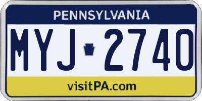 PA license plate MYJ2740