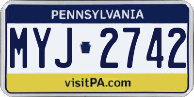PA license plate MYJ2742