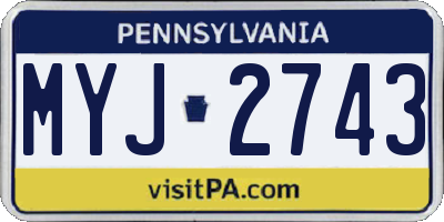 PA license plate MYJ2743